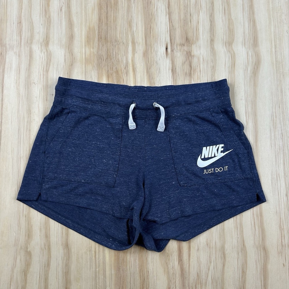 Nike Women's Small Blue Booty Shorts 2.5" Inseam Drawstring Running Gym Athletic